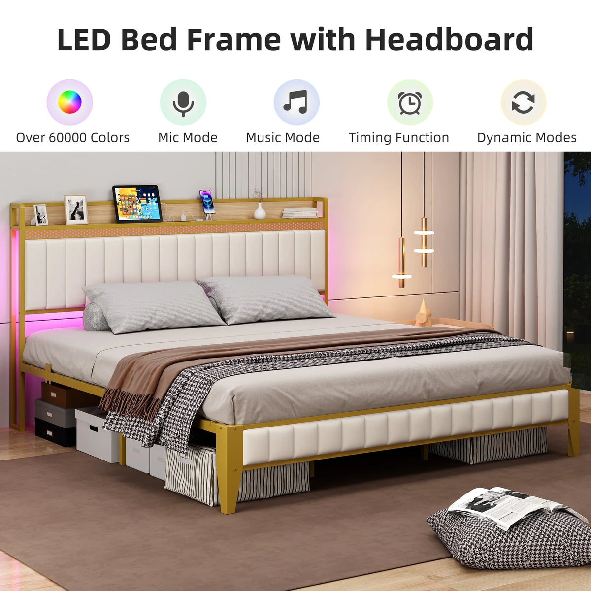 WhizMax Under Bed Storage Platform Bed Frame, Queen