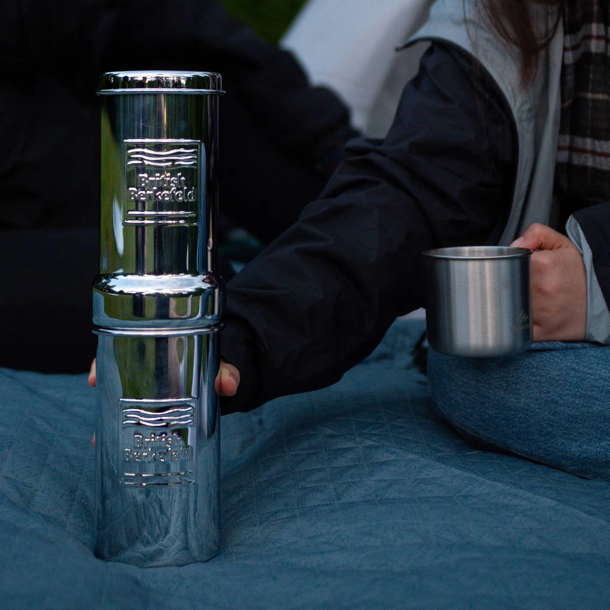 British Berkefeld Doulton Gravity Water Filter System 1 Liter Compact Portable Stainless Steel Water Filter System for Home with 1 Doulton NSF certified Ceramic Ultra Sterasyl Cartridge