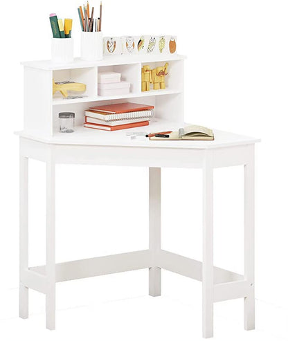 UTEX Kids Desk,Wooden Study Desk with Chair for Children,Writing Desk with Storage and Hutch for Home School Use,White