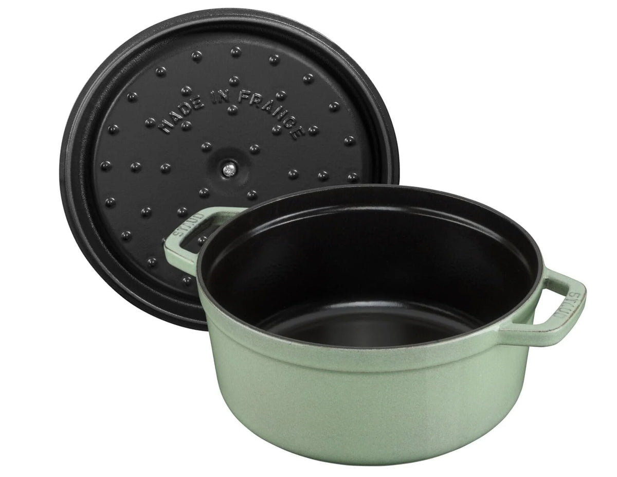 Staub Cast Iron 7-qt Round Cocotte Dutch Oven - Sage, Made In France