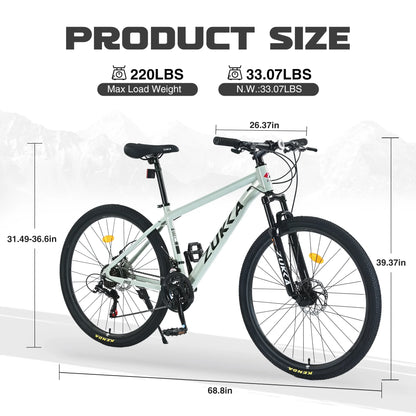 27.5" MTB Mountain Bike for Men - 21-Speed Aluminum Alloy Frame, Front Suspension, Double Disc Brakes | Adult All-Terrain Bicycle