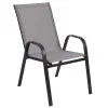 BizChair 5 Pack Black Outdoor Stack Chair with Flex Comfort Material and Metal Frame