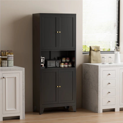 Elegant 69" Tall Modern Kitchen Pantry,Metal Storage Cabinet with Adjustable Shelves,Pantry Storage Cabinet for Kitchen,Dining Room,Living Room,Blue