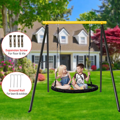 IVV Swing Stand for Porch, Outdoor Heavy Duty Swing Frame, Steel Metal Frame with 4 Ground Pegs, 73" Height Holds Up to 550lbs, Red (Swing NOT Included)