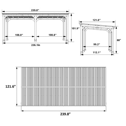 VEIKOUS 8' x 5' Outdoor Hardtop Gazebo, BBQ Grill Gazebo w/ Workstation Shelves for Lawn, Garden, Deck