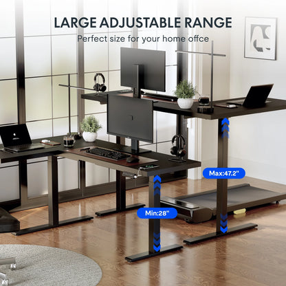 FLEXISPOT  71"x48" L Shaped Height Adjustable Standing Desk Dual Motor Corner Desk White Computer Desk with Splice Board