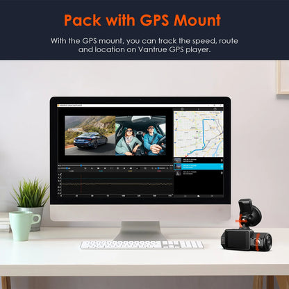 Vantrue Front and Interior (Cabin)1440P+1440P 30FPS Dual Dash Cam for Uber, Single Car Camera Mode up to 4K (2160P) with GPS Mount, WDR, G-sensor, 24/7 Parking Mode, Loop Recording, G-sensor (N2S W��