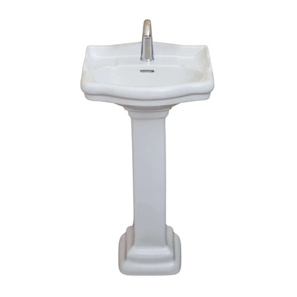 Fine Fixtures Roosevelt Pedestal Sink - 18 Inch Vitreous China Ceramic Pedestal Sink - Single Faucet Hole Sink in White