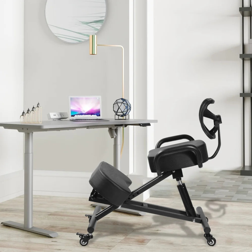 Ergonomic Kneeling Chair with Smooth Casters, Thick Comfort Padding for All-Day Comfort in Medical Offices or Therapy Clinics(A)