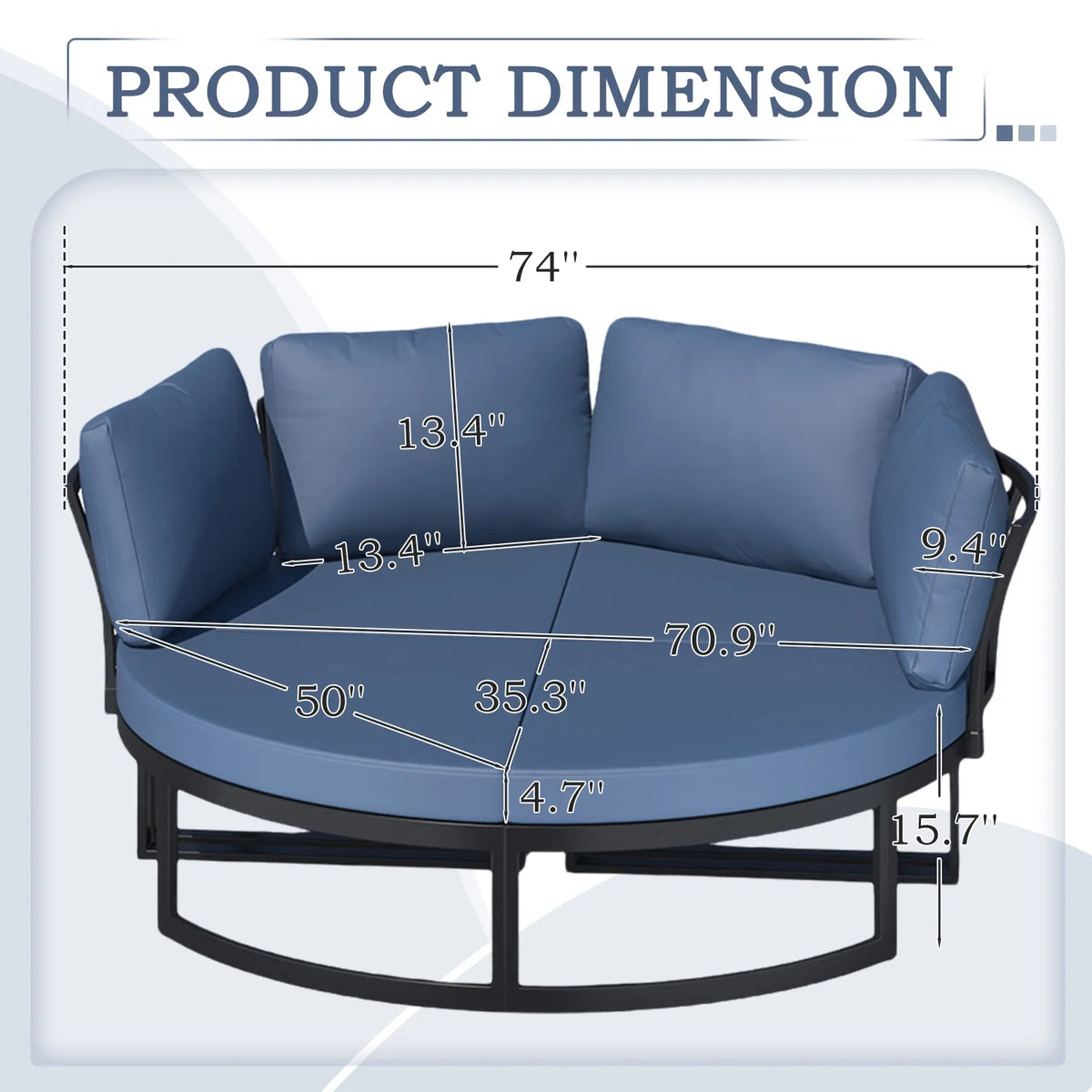 AECOJOY Metal Patio Furniture Set 73" Outdoor Conversation Set Patio Sectional Sofa Couch with Removable Cushions in Beige