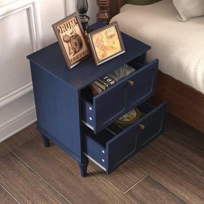 HLR 20" Mid Century Nightstands Set of 2 with Drawers, Wood Bedside Table End Table for Bedroom, Brown