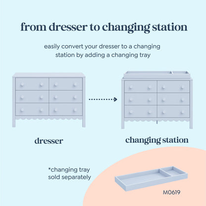 daVinci Sammy Scallop 6-Drawer Dresser in Light Sage