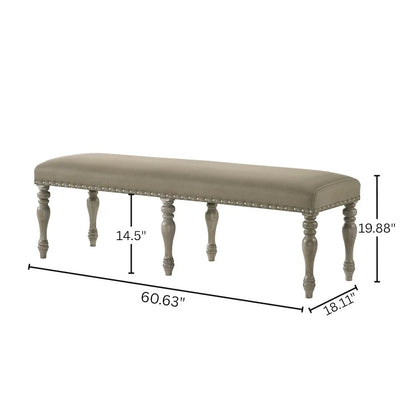 Birmingham Nailhead 6-Piece Table with Nail Head Bench Dining Set, Driftwood