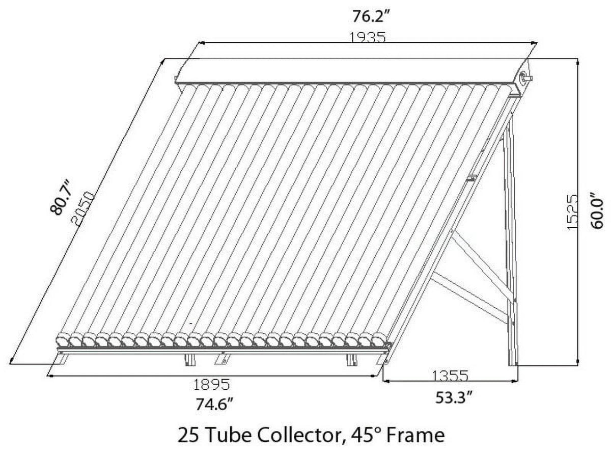 15 Tube Duda Solar Water Heater Collector 37�� Frame Evacuated Vacuum Tubes SRCC Certified Hot