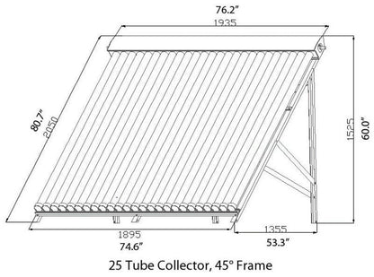 15 Tube Duda Solar Water Heater Collector 37�� Frame Evacuated Vacuum Tubes SRCC Certified Hot