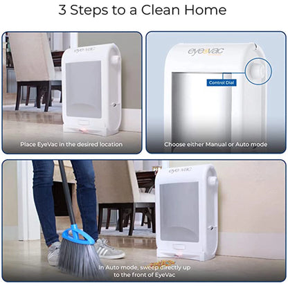 EyeVac Touchless Electric Stationary Pet Vacuum Hard Floor Cleaner, White