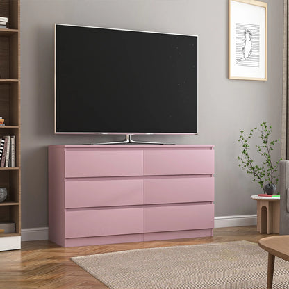 Kadyn White Chest of Drawer, 6 Double Drawer Dresser for Bedroom, Modern Storage Cabinet for Living Room, Dresser