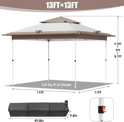 Pirecart 12' x 12' Pop-up Canopy Tent Waterproof Outdoor Gazebo Shelter with Wheeled Bag, Instand Canopy , White