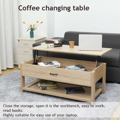 Hommpa LED Coffee Table Modern Side Tables High Gloss Black Cocktail Table with 2 Drawers Open Shelf for Living Room