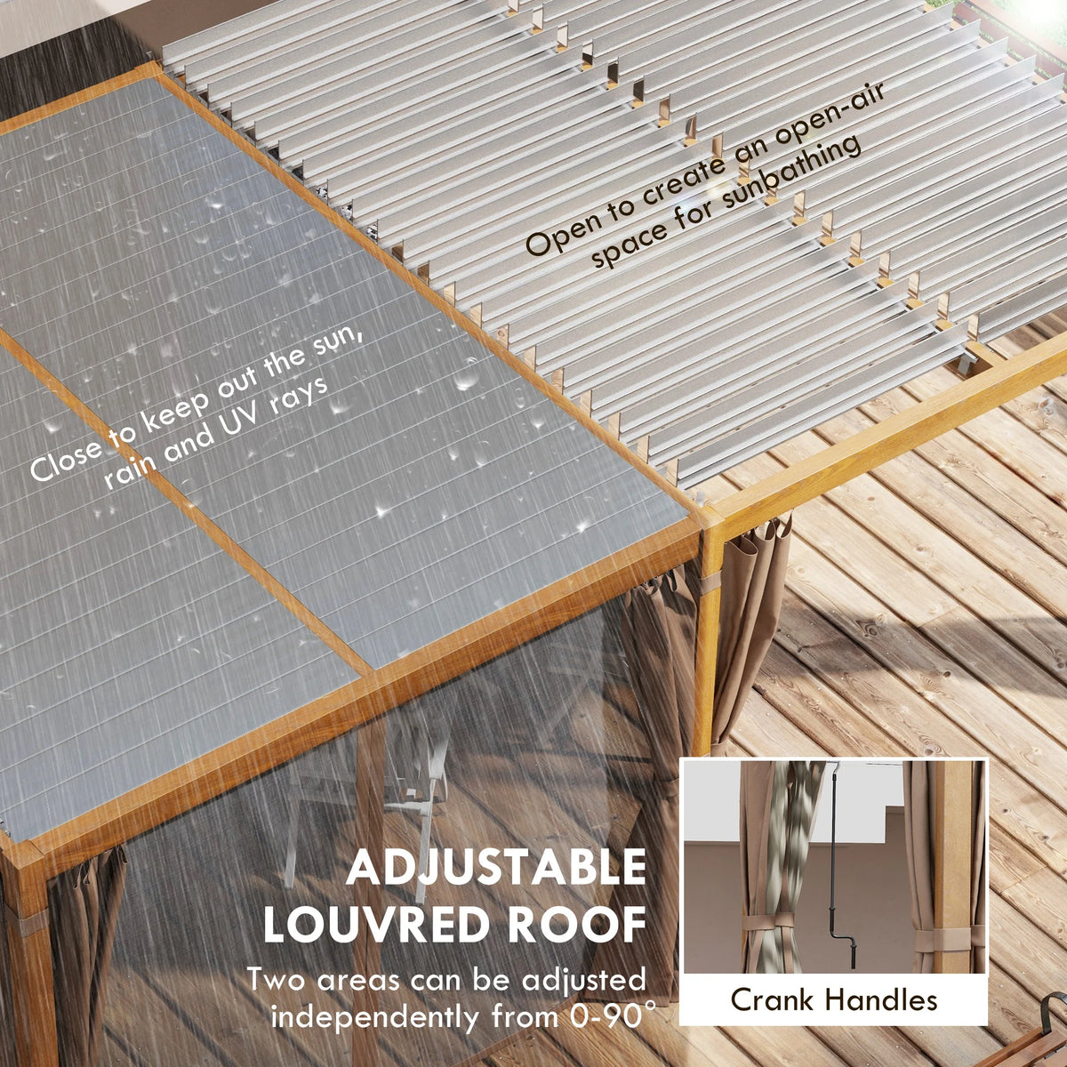Outsunny 10'x13' Aluminum Pergola with Adjustable Louvered Roof, Gray