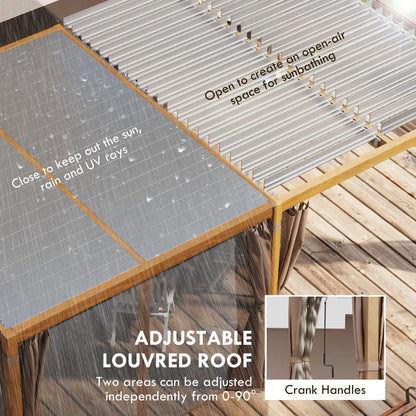 Outsunny 10'x13' Aluminum Pergola with Adjustable Louvered Roof, Gray