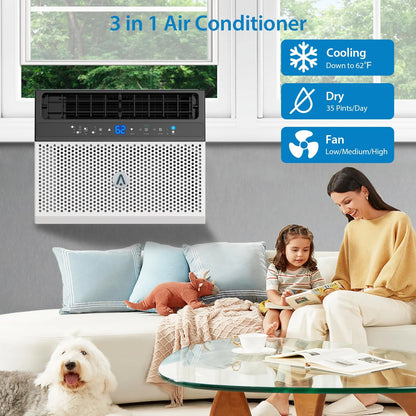 TROPOW 110V Window-Mounted Air Conditioner 6,000 BTU with Remote/APP Control and ECO Mode