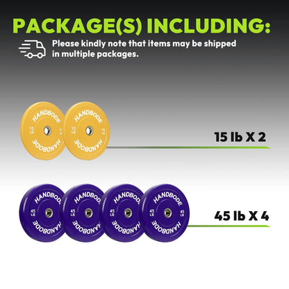 HANDBODE Bumper Plates Olympic Weight Plates, Colored Rubber plate for Weight Lifting and Strength Training 140LB