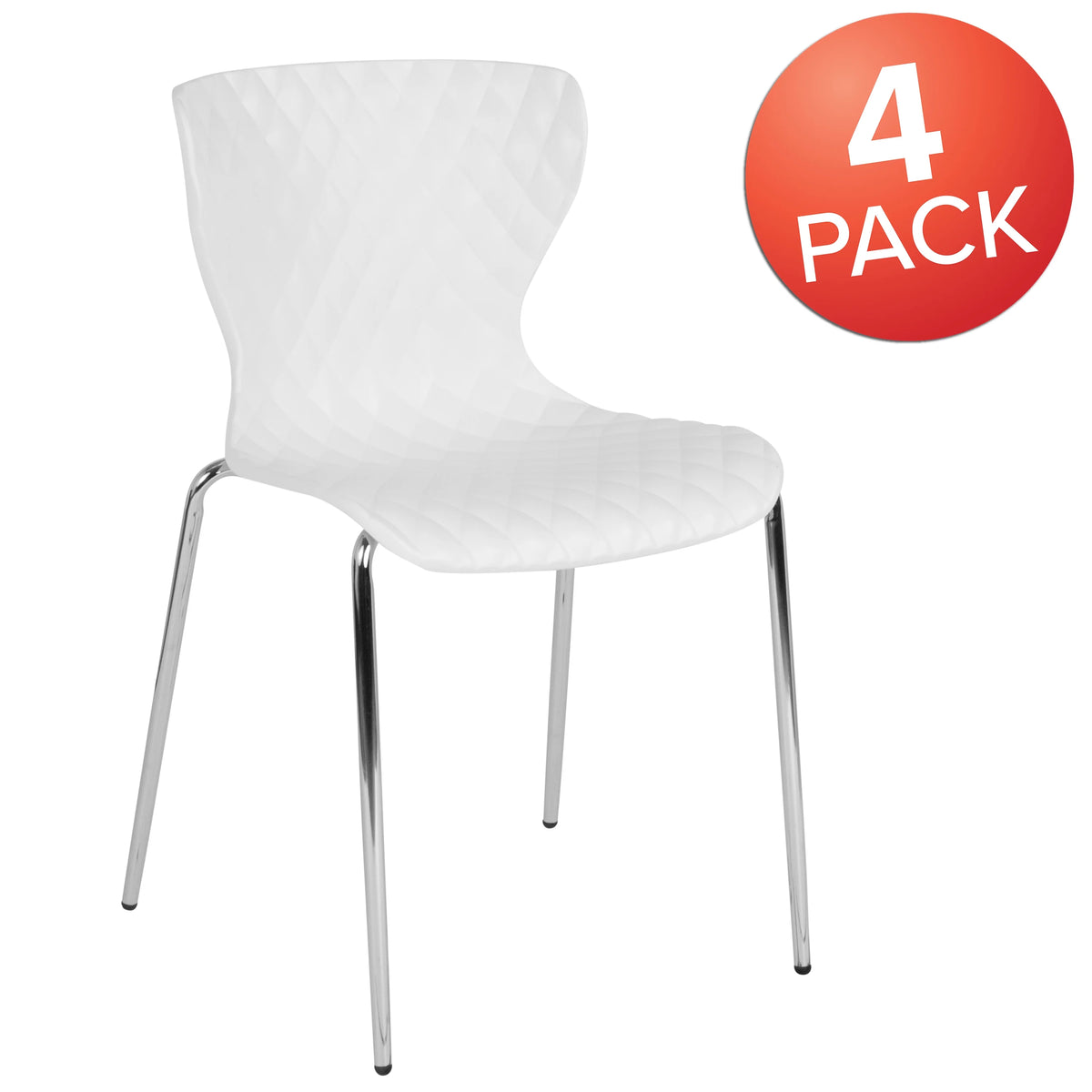 BizChair 4 Pack Contemporary Design Orange Plastic Stack Chair