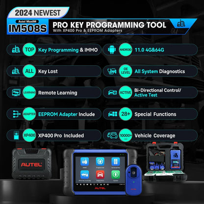Autel MaxiIM IM508S PRO w/ XP400 PRO as IM608 PRO II, Gift SmartWacth, 2025 Advanced IMMO Key Fob Programming Tool OE-Level Bi-directional Control, All System Diagnostics