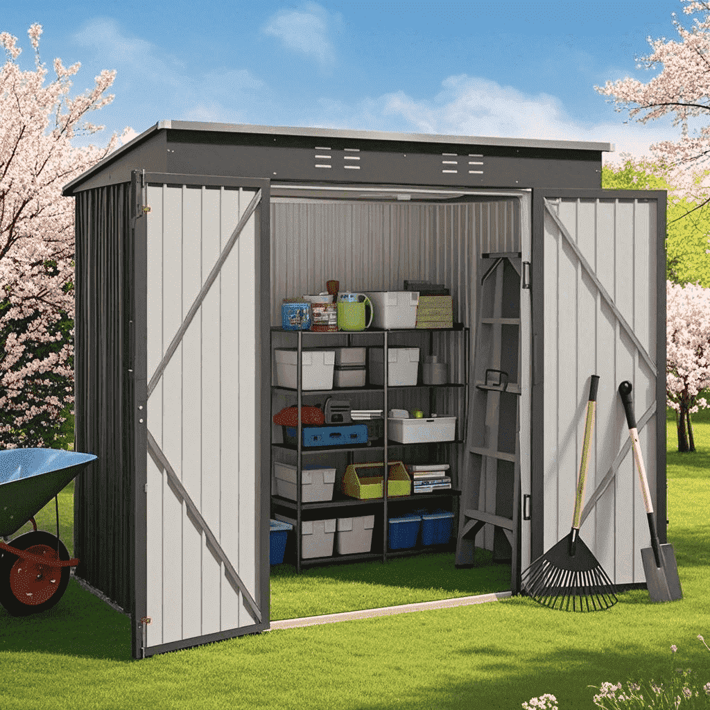 5'x3' Outdoor Storage Shed, Lofka Metal Storage Tool Shed with Single Lockable Door, for Bike| Garden Tools| Patio, Grey