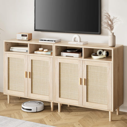 NEILA Rattan Cabinet with 2 Doors and Shelf, Modern Accent Furniture, 1 Piece