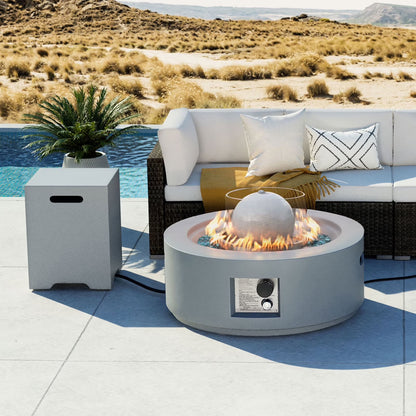 COSIEST 29.3-inch 50,000 BTU Outdoor Propane Fountain Round Fire Pit Table