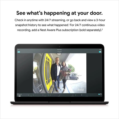 Google Nest Doorbell (Wired) Smart Wi-Fi Video Doorbell with 24/7 Cloud Recording and Video History (Requires Nest Aware)