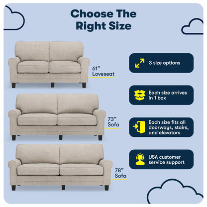 Serta Copenhagen 78" Rolled Arm Sofa with Removable Covers Dark Brown