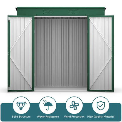 8x6 ft Outdoor Storage Shed on Sale, Sheds & Outdoor Storage with Lockable Doors, Metal Garden Shed by Durable Galvanized Steel for Patio, Lawn - Dark Gray