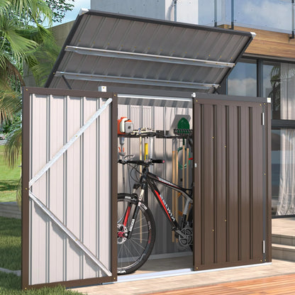 AECOJOY 46 Cu ft. Outdoor Horizontal Storage Shed Wastebasket Enclosure Container Metal Garbarge Shed in White