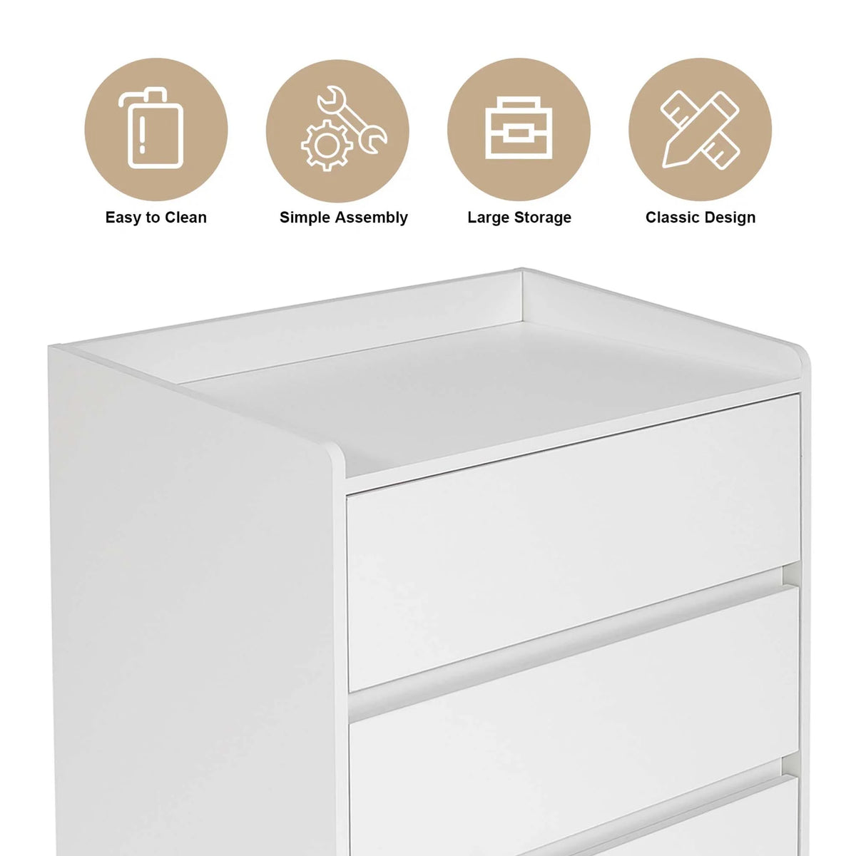 Aukfa Wood 4 Drawer Dresser,Chest of Drawer with Anti-fall Device, Black