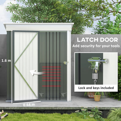 Outsunny 4.6' x 9' Metal Outdoor Storage Shed, Garden Utility Tool House with Double Lockable Doors for Backyard, Patio, Lawn, Garage, White