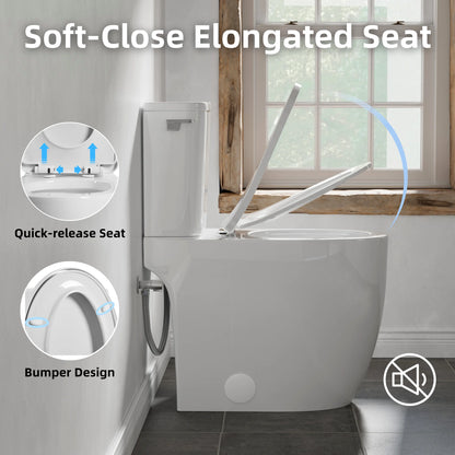 Los Flexi 21" Extra Tall Toilet for Seniors, ADA Compliant Two-Piece Skirted Toilet with Cyclone Flush, Elongated Bowl, Soft-Close Seat, Chrome Lever, 1.28 GPF, 12" Rough-In