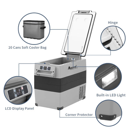 Alpicool CF55 Portable Refrigerator 12 Volt Car Freezer 58 Quart(55 Liter) Vehicle, Car, Truck, RV, Boat, Mini fridge freezer for Driving, Travel, Fishing, Outdoor -4��F to 68��F