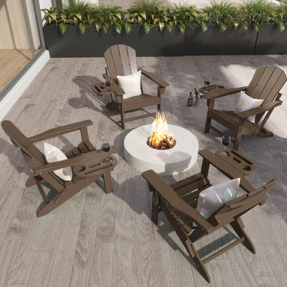 FOOWIN HDPE Plastic Adirondack Chairs Set of 4, Black