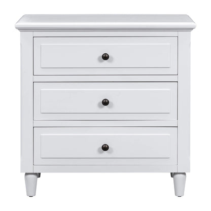White Nightstand for Bedroom, Atumon Nightstand with 3 Drawers, Wood Bedside Table, Modern Nightstand Furniture for Bedroom, 28"L x 16.9"W x 28"H