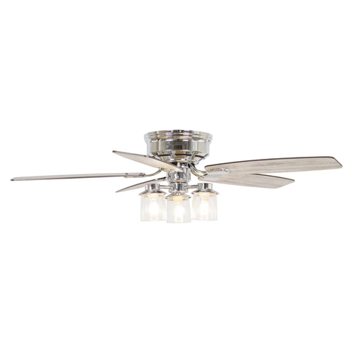 Parrot Uncle 52" Classic 5-Blade Glass Low Profile Ceiling Fan Chandelier with Remote Chrome Chrome Brushed