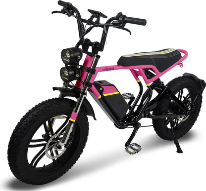 Phantomgogo Electric Bike for Adults Electric Bicycle with Fat Tire Ebike with Full suspension Montiain bike Max Load 330LB, 7 Speed, Removable Battery Moped E-Bike