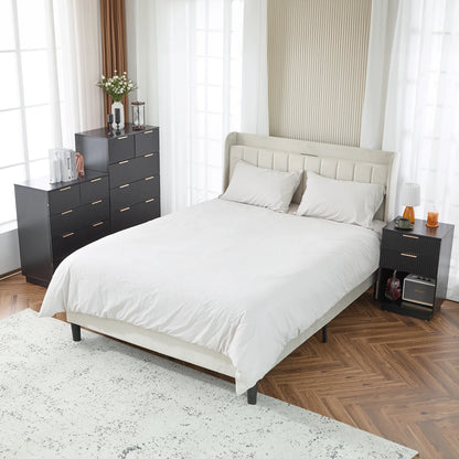 UBesGoo Dresser for Bedroom Wood 4 Drawers Dressers, Fluted Modern Dresser, White