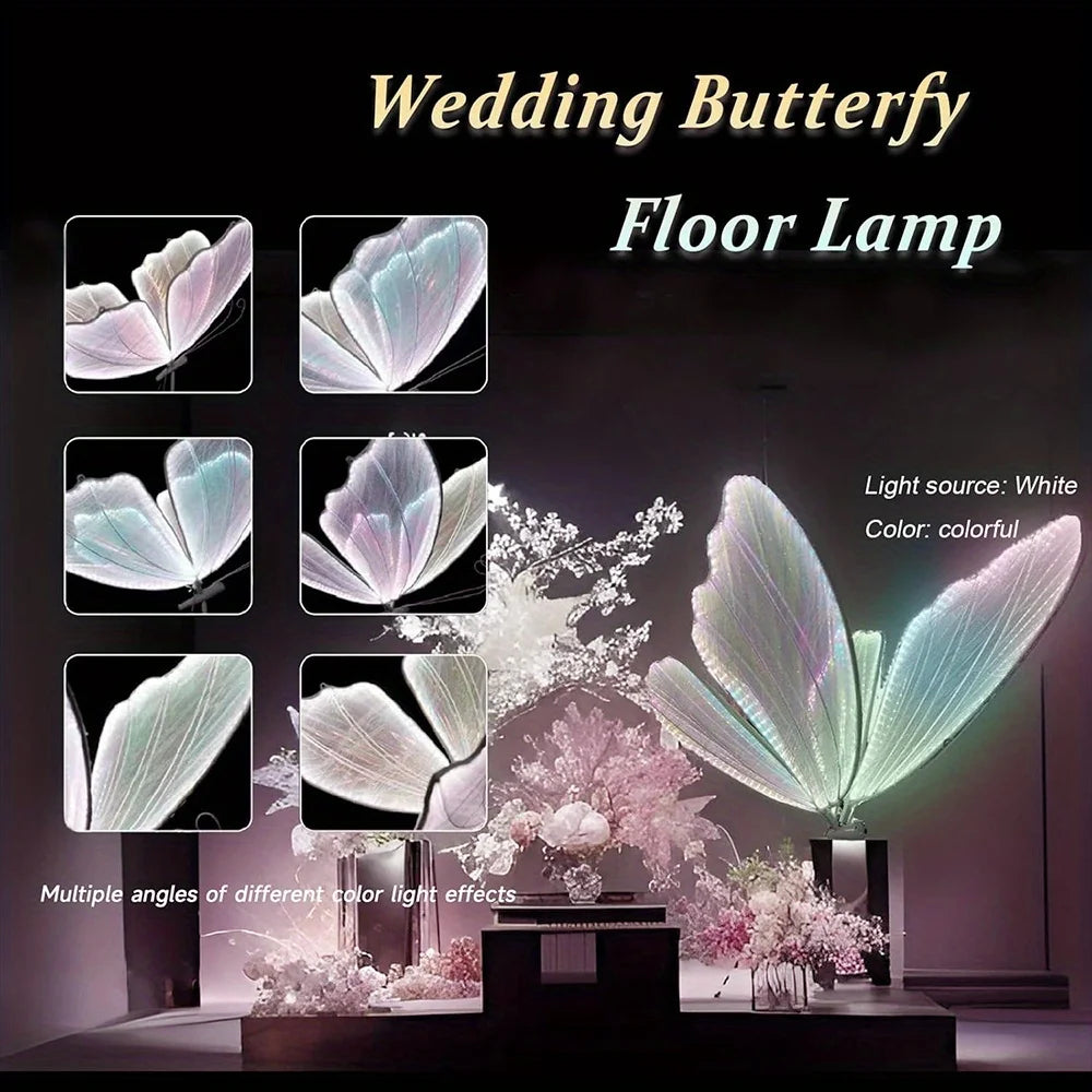 2-Pack Romantic Butterfly Floor Lamp with LED Lights, White & Gold Options, for Wedding, Party, Home Decor, Hanging Chandelier (Multiple Sizes, US Plug)
