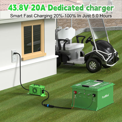 48Volt Lithium Golf Cart Battery , 6000+ Cycles 51.2V 105Ah LiFePO4 Battery, Built-in 200A Smart BMS Support up to 5kW Motor Conversion Kit ,with Touch Monitor & Mobile APP, 20A Charger