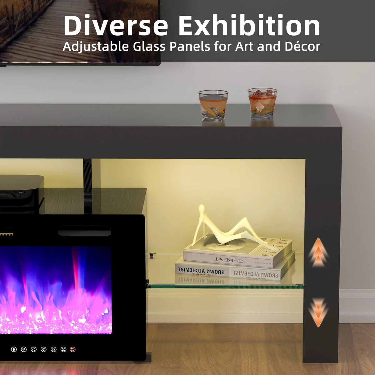 70" Electric Fireplace TV Stand by GetYes - Sleek White Design with Adjustable Flame & Remote Control, Perfect for Living Room