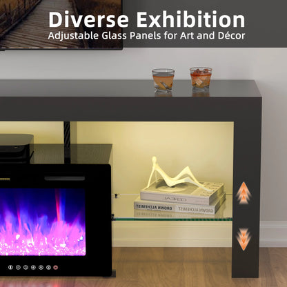 70" Electric Fireplace TV Stand by GetYes - Sleek White Design with Adjustable Flame & Remote Control, Perfect for Living Room