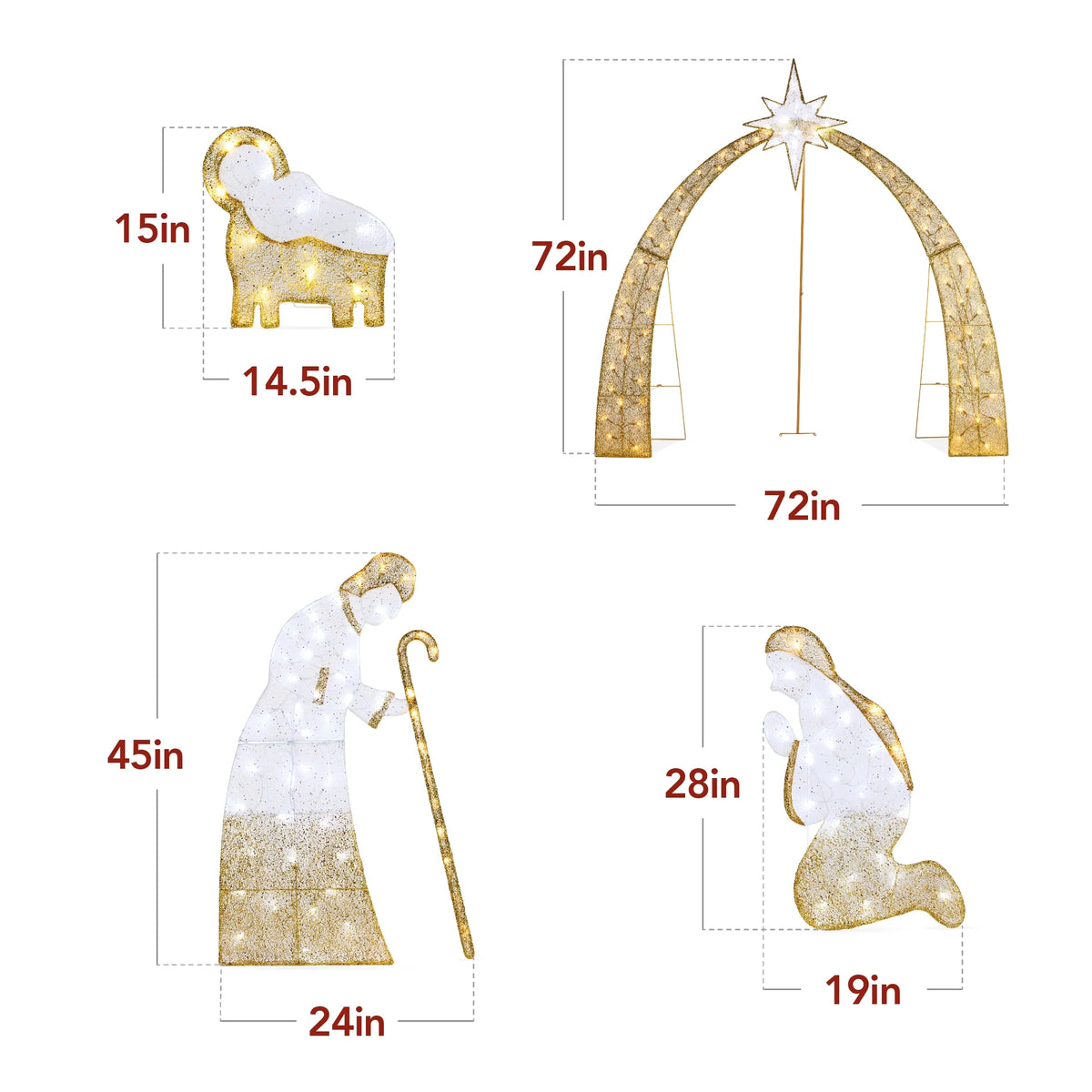 Best Choice Products 4.5ft Lighted 2D Christmas Nativity Scene Outdoor Yard Decor w/ 115 Twinkling LED Lights